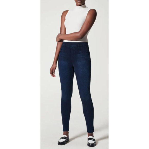 Spanx Jean-ish Ankle Twilight Rinse Leggings Size M Elastic Waist Pull On - Picture 1 of 10